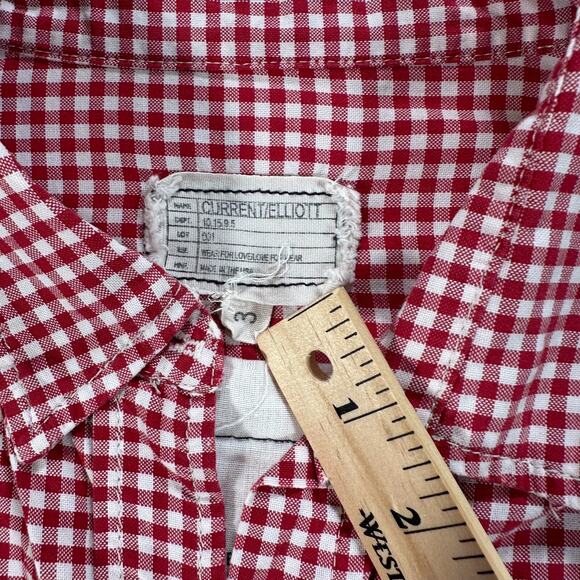 Current/Elliott The Perfect Shirt Long Sleeve Women's Size 3/Large Red Gingham - Picture 11 of 11